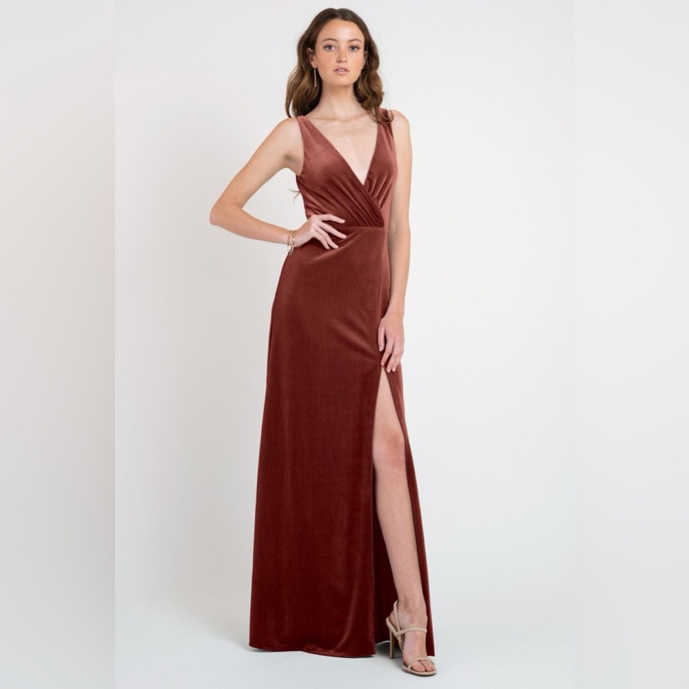 JENNY YOO DEVON DRESS VELVET- ENGLISH ROSE, SIZE:4